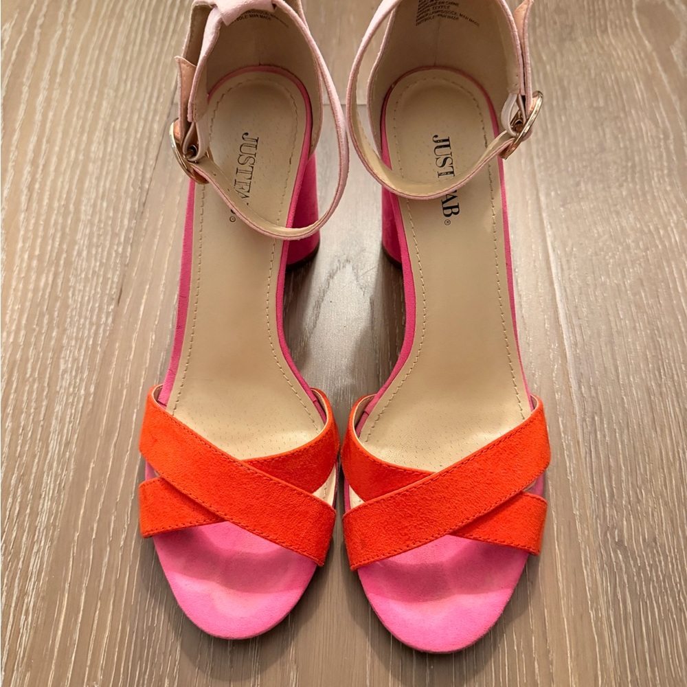 JustFab Vibrant Pink and Orange Heels
